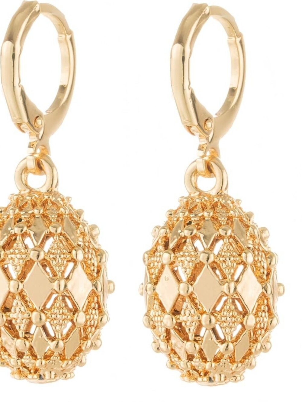 18K Gold Plated Hollow Ball Beaded Dangle Earrings